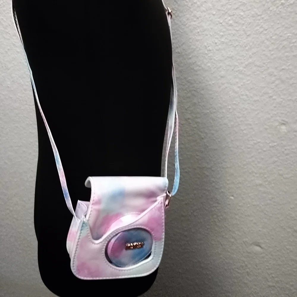 Instax Mini 8 Pink and Blue Camera Bag Case Holder Groovy Watercolor Pattern